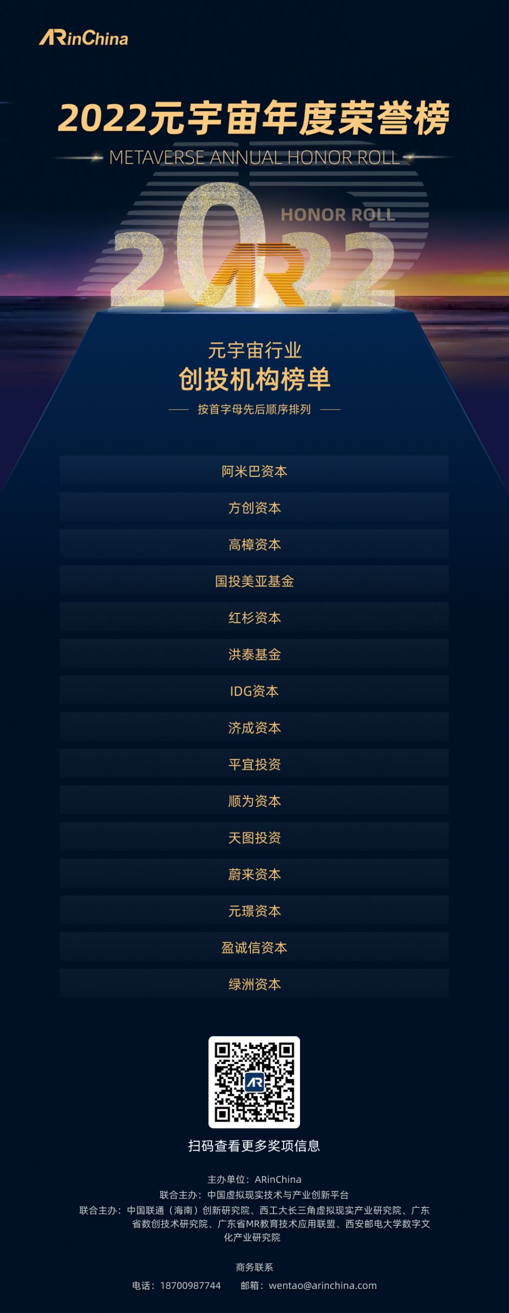 2022元宇宙年度荣誉榜创投机构榜单