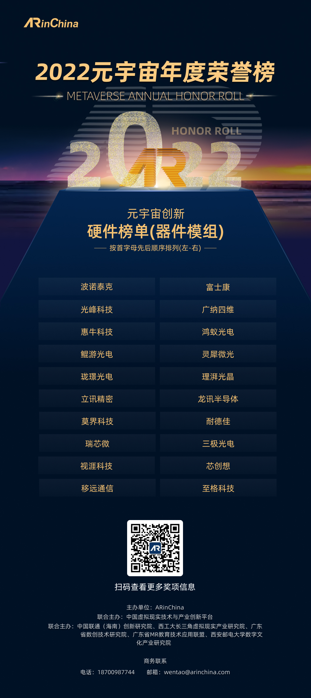 2022元宇宙年度荣誉榜创新硬件榜单(器件模组)